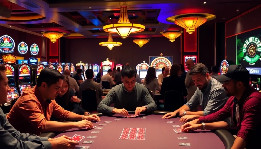 Experience the thrill of đăng nhập i9bet as players enjoy an exciting poker game at a vibrant casino.